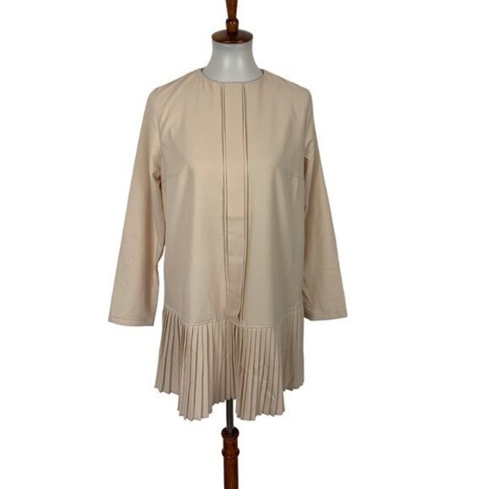 Refka Dress 8 Cream Modest Long‎ Sleeve Pleated NWT Midi Office Wear